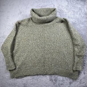 Ruby Moon Turtle Neck Wool Blend Knit Sweater Oversized S Slouchy Moss Green